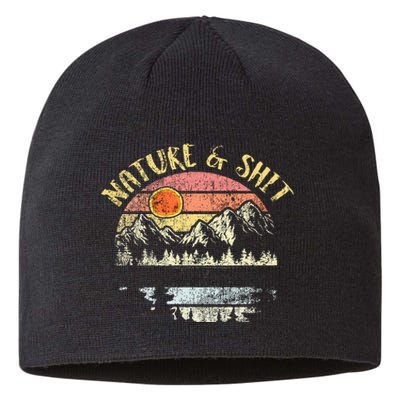 Nature AndShit Vintage Mountains Hiking Camping Sustainable Beanie