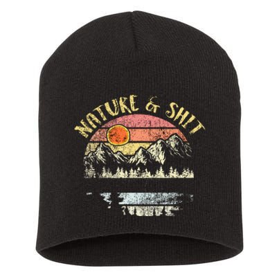 Nature AndShit Vintage Mountains Hiking Camping Short Acrylic Beanie