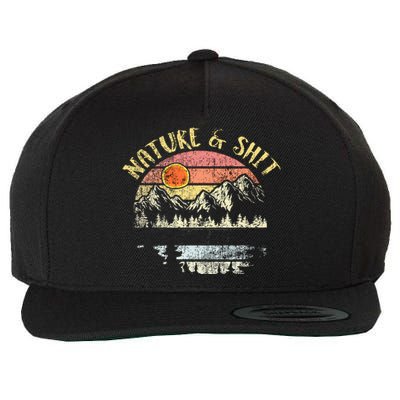 Nature AndShit Vintage Mountains Hiking Camping Wool Snapback Cap