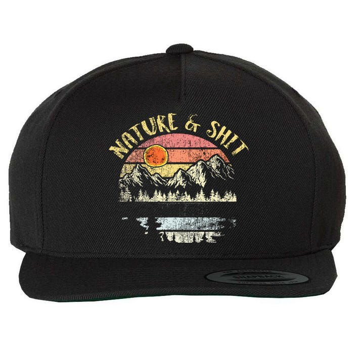 Nature AndShit Vintage Mountains Hiking Camping Wool Snapback Cap