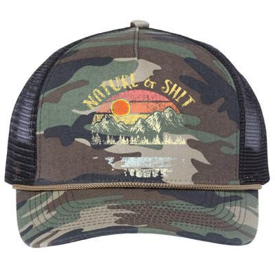 Nature AndShit Vintage Mountains Hiking Camping Retro Rope Trucker Hat Cap