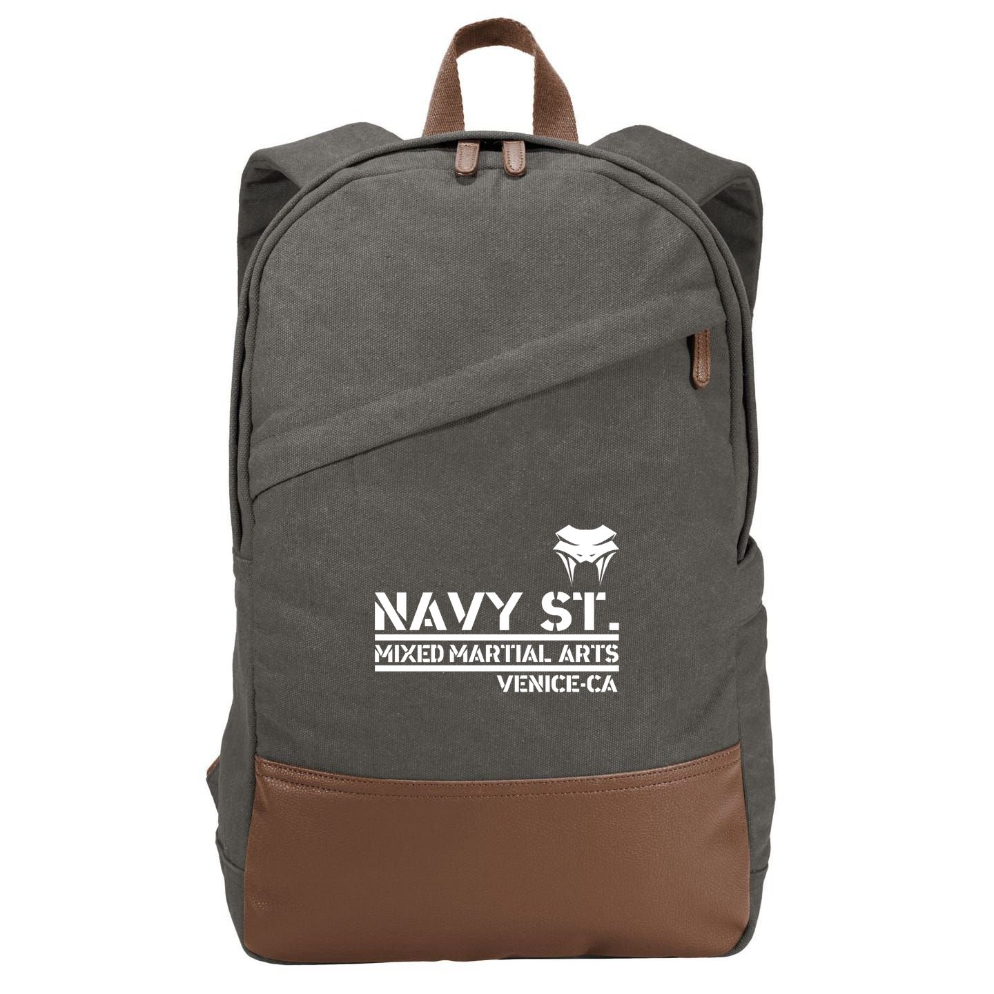 Navy St Mix Martial Arts Venice California Snake Logo Cotton Canvas Backpack
