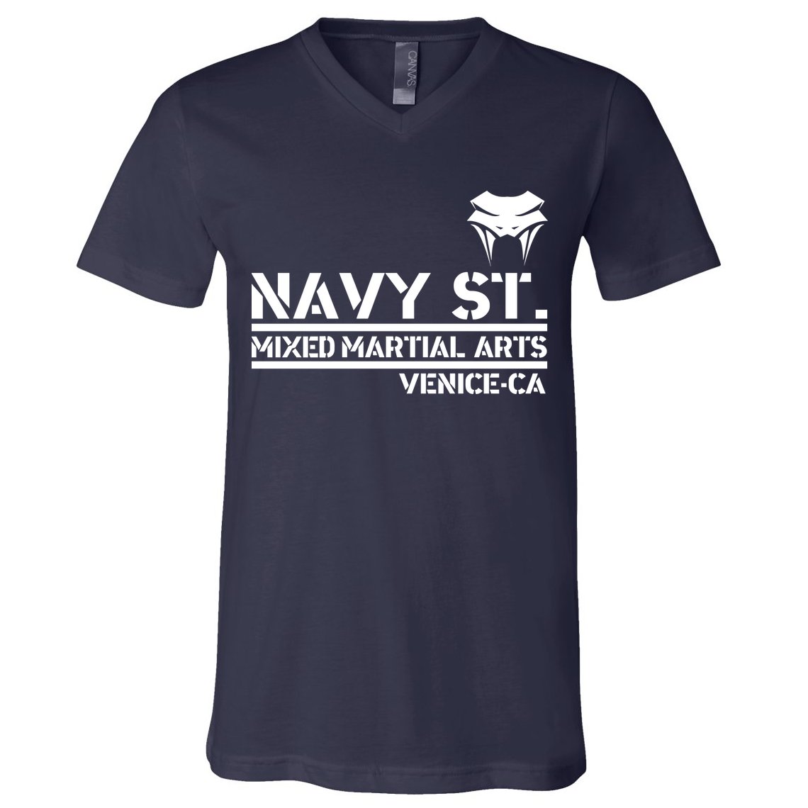 Navy St Mix Martial Arts Venice California Snake Logo V-Neck T-Shirt
