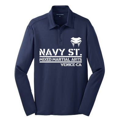 Navy St Mix Martial Arts Venice California Snake Logo Silk Touch Performance Long Sleeve Polo