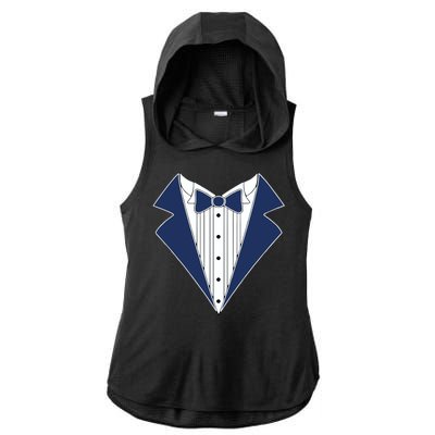 Navy Tux Tuxedo Ladies PosiCharge Tri-Blend Wicking Draft Hoodie Tank