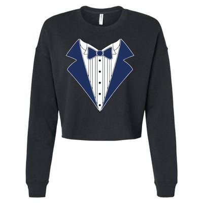 Navy Tux Tuxedo Cropped Pullover Crew