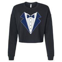 Navy Tux Tuxedo Cropped Pullover Crew