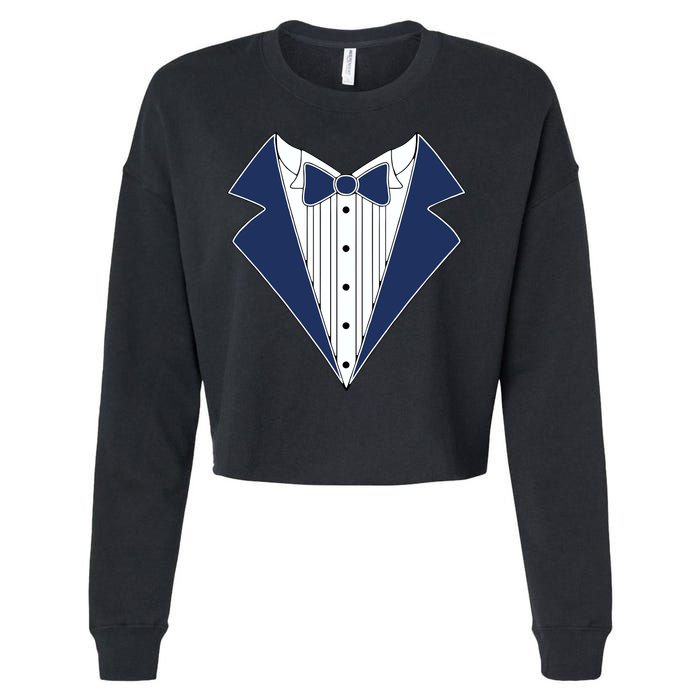 Navy Tux Tuxedo Cropped Pullover Crew
