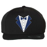 Navy Tux Tuxedo Wool Snapback Cap