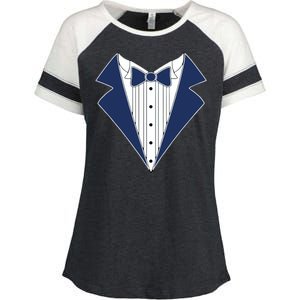 Navy Tux Tuxedo Enza Ladies Jersey Colorblock Tee