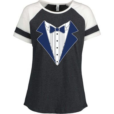 Navy Tux Tuxedo Enza Ladies Jersey Colorblock Tee