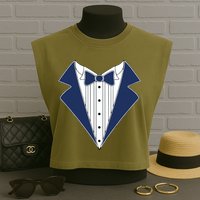 Navy Tux Tuxedo Garment-Dyed Women's Muscle Tee