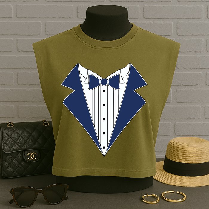 Navy Tux Tuxedo Garment-Dyed Women's Muscle Tee