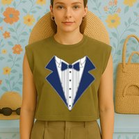 Navy Tux Tuxedo Garment-Dyed Women's Muscle Tee