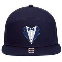 Navy Tux Tuxedo 7 Panel Mesh Trucker Snapback Hat