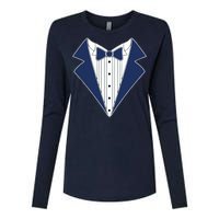 Navy Tux Tuxedo Womens Cotton Relaxed Long Sleeve T-Shirt