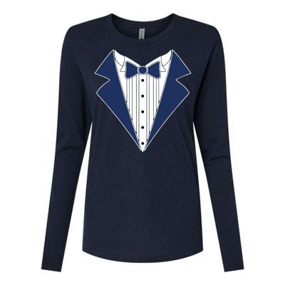 Navy Tux Tuxedo Womens Cotton Relaxed Long Sleeve T-Shirt