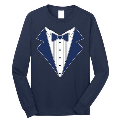 Navy Tux Tuxedo Long Sleeve Shirt