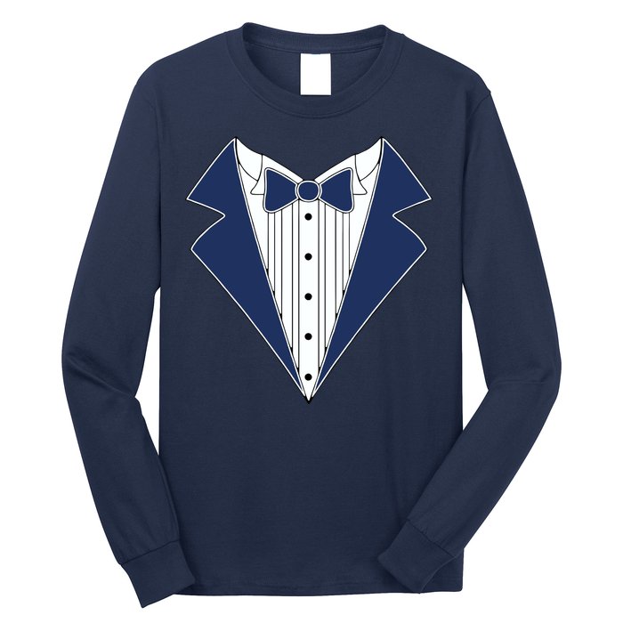 Navy Tux Tuxedo Long Sleeve Shirt