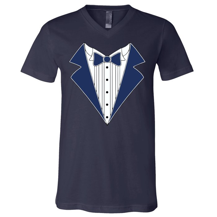 Navy Tux Tuxedo V-Neck T-Shirt