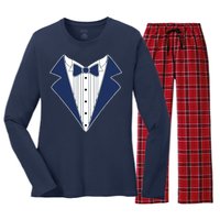 Navy Tux Tuxedo Women's Long Sleeve Flannel Pajama Set 