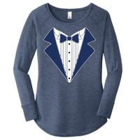 Navy Tux Tuxedo Women's Perfect Tri Tunic Long Sleeve Shirt