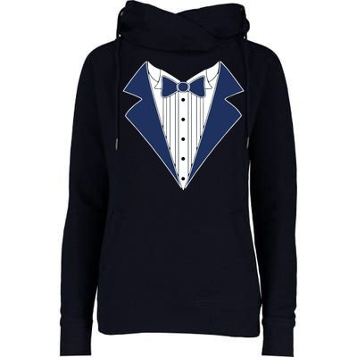 Navy Tux Tuxedo Womens Funnel Neck Pullover Hood