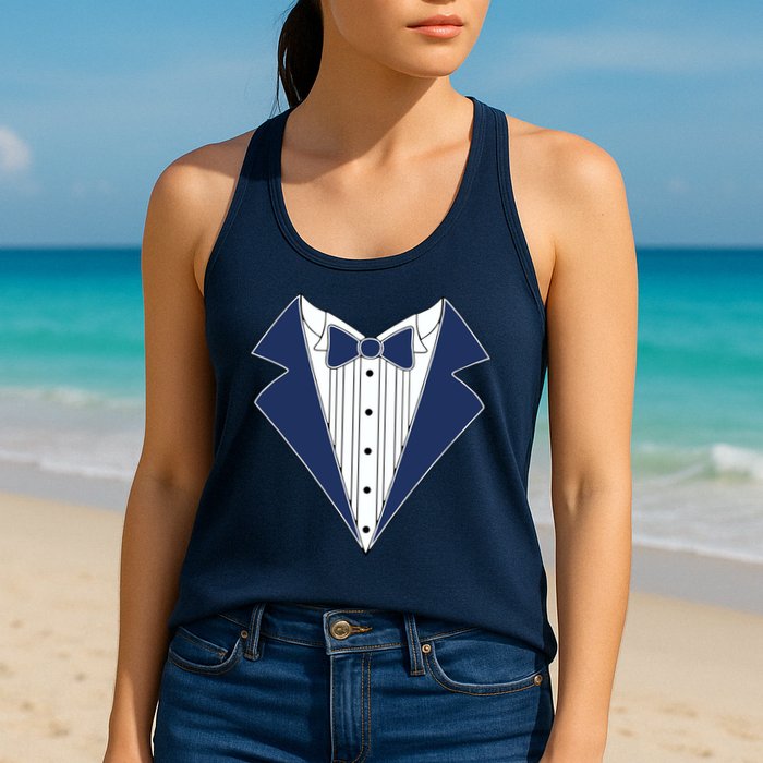 Navy Tux Tuxedo Womens Tank Top