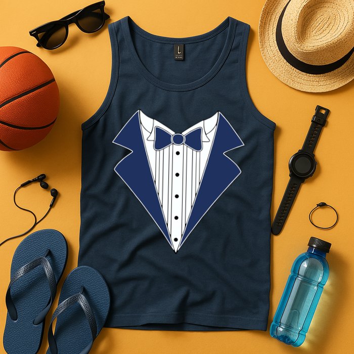 Navy Tux Tuxedo Tank Top