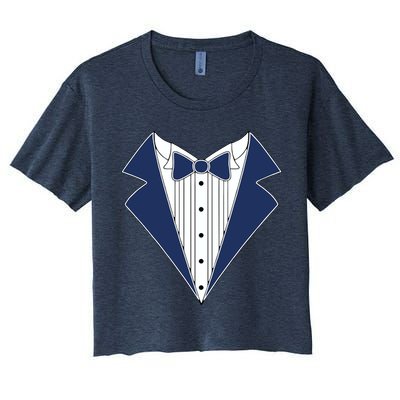 Navy Tux Tuxedo Crop Top