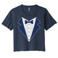 Navy Tux Tuxedo Women's Crop Top Tee