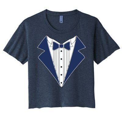 Navy Tux Tuxedo Women's Crop Top Tee