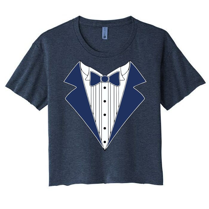 Navy Tux Tuxedo Women's Crop Top Tee