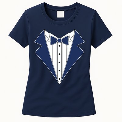 Navy Tux Tuxedo Womens T-Shirt