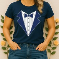 Navy Tux Tuxedo Womens T-Shirt