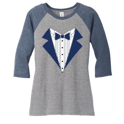 Navy Tux Tuxedo Women's Tri-Blend 3/4-Sleeve Raglan Shirt