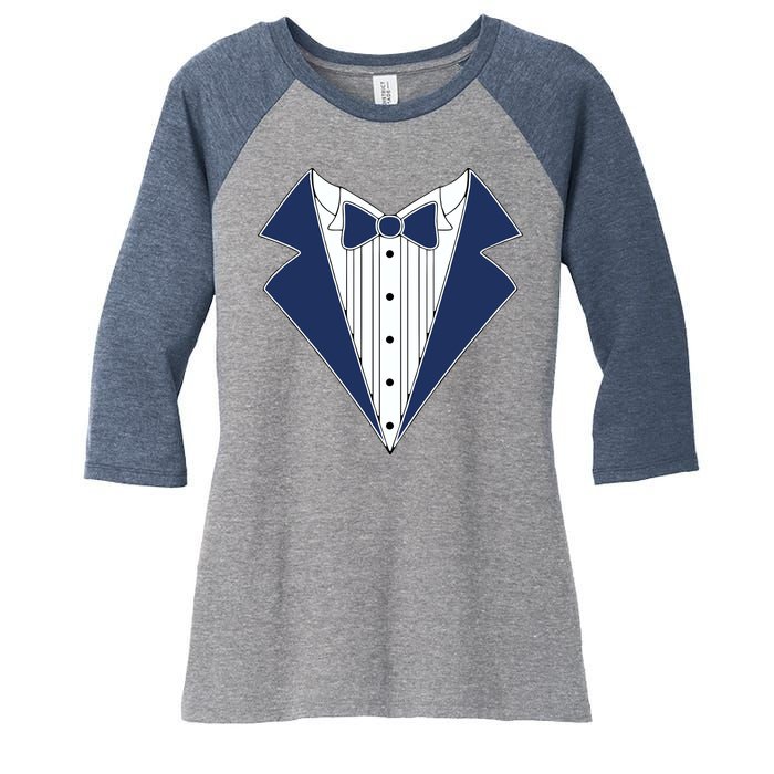 Navy Tux Tuxedo Women's Tri-Blend 3/4-Sleeve Raglan Shirt