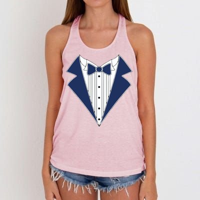 Navy Tux Tuxedo Women's Knotted Racerback Tank