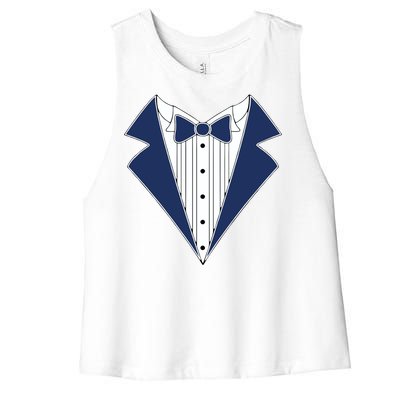 Navy Tux Tuxedo Women's Racerback Cropped Tank