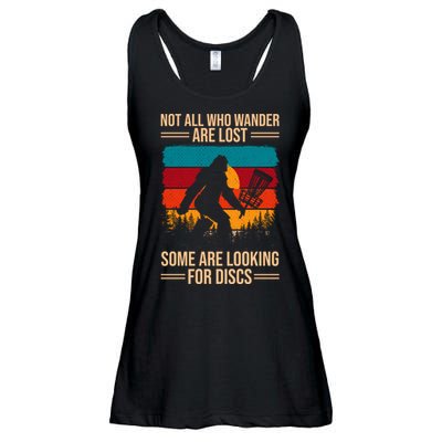 Not All Who Wander Are Lost Some Are Looking For Discs Golf Bigfoot Vintage Ladies Essential Flowy Tank