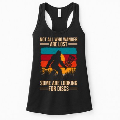 Not All Who Wander Are Lost Some Are Looking For Discs Golf Bigfoot Vintage Womens Tank Top