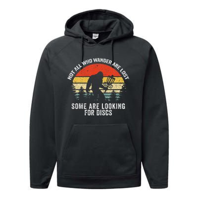 Not All Who Wander Are Lost Disc Golf Bigfoot Christmas Performance Fleece Hoodie