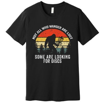 Not All Who Wander Are Lost Disc Golf Bigfoot Christmas Premium T-Shirt