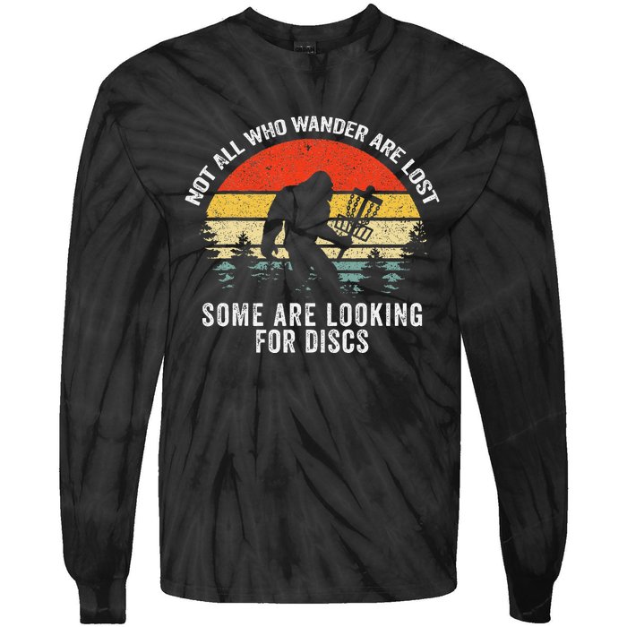 Not All Who Wander Are Lost Disc Golf Bigfoot Christmas Tie-Dye Long Sleeve Shirt