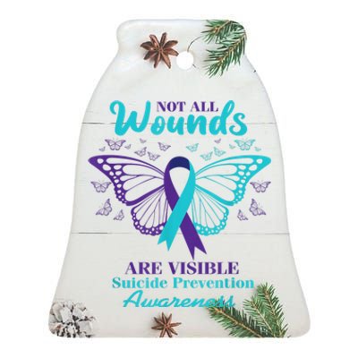 Not All Wounds Are Visible Suicide Awareness Mental Health Ceramic Bell Ornament