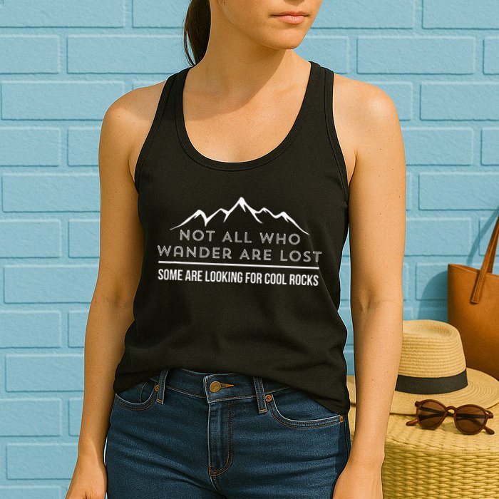 Not All Who Wander Are Lost Some Are Looking For Cool Rocks Womens Tank Top