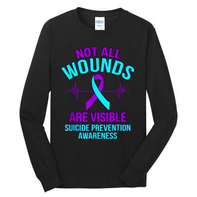 Not All Wounds Are Visible Happy Suicide Awareness Graphic Tall Long Sleeve T-Shirt