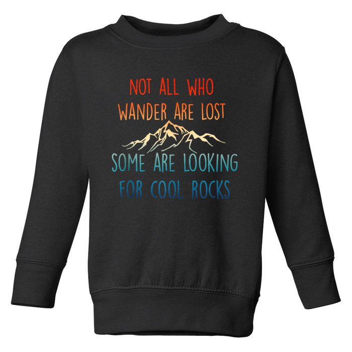 Not All Who Wander Are Lost Some Are Looking For Cool Rocks Toddler Sweatshirt