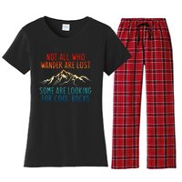 Not All Who Wander Are Lost Some Are Looking For Cool Rocks Women's Flannel Pajama Set