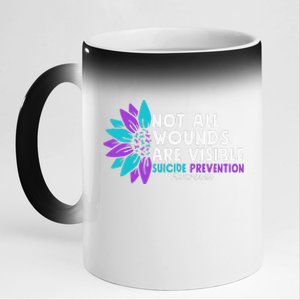 Not All Wounds Are Visible Suicide Awareness Mental Health 11oz Black Color Changing Mug